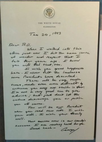 George Bush brev till Bill Clinton
